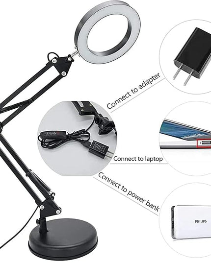 DLLT Dimmable Swing Arm Desk Lamp with Clamp, 68 LED Flexible Architect Work Lamp, 3 Colors 10 Brightness, Adjustable Desk Lamp, Multi-Joint Table Lamp for Study, Office, Computer, Art, Work Lighting - LeafyLoom