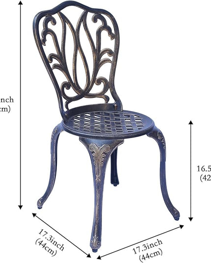 C/G 3 Piece Bistro Set,Outdoor Patio Set,Anti-Rust Cast Aluminum Bistro Table Set for Park Yard Front Porch Furniture(Antique Copper) - LeafyLoom