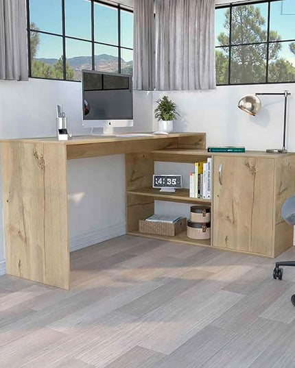 NicBex Kimberly-DW-00004-LWJ Home Office Desks, 59.6"x45.9"x30.1", Beige - LeafyLoom