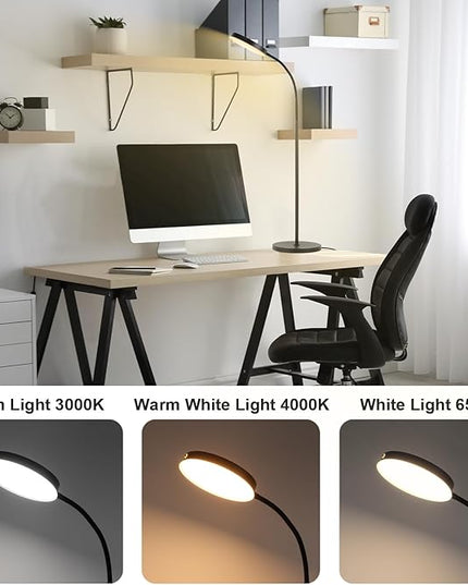 Floor Lamp, LED Floor Lamps for Living Room, Stepless Adjust Color Temperatures & Brightness Standing Lamp with Touch Control Tall Lamps Adjustable Gooseneck Reading Floor Lamp (Black) - LeafyLoom