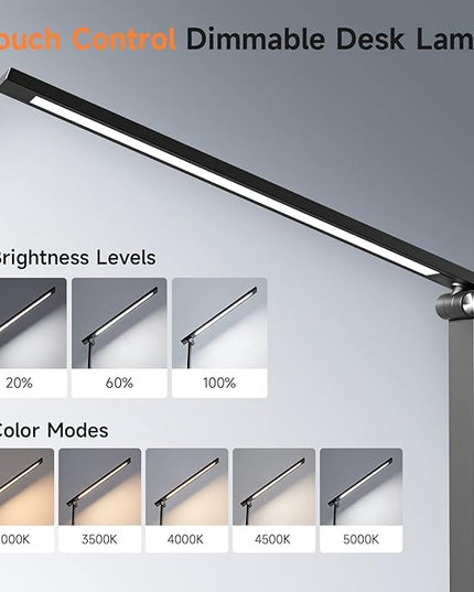 Mubarek Desk Lamp,15 Modes LED Desk Light,500 Lumen LED Lamp,Dimmable LED Table Lamp,Desk Lamps Office Accessories,Adjustable&Foldable Reading Lamp,Desk Light,LED Desk Lamp for Study Lamp,Bedside Lamp - LeafyLoom