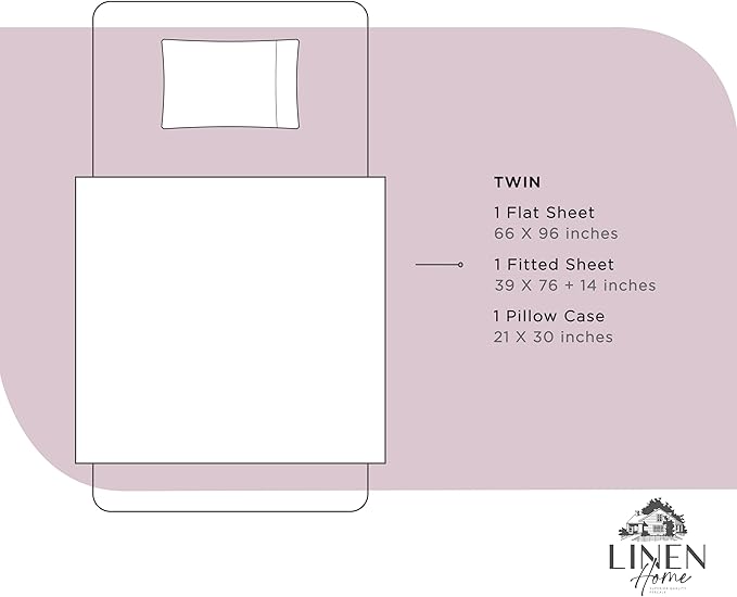 100% Cotton Percale Sheets Twin Size,Mauve Lavender, Deep Pocket, 3 Pieces Sheet Set - 1 Flat, 1 Deep Pocket Fitted Sheet and 1 Pillowcase, Crisp Cool and Strong Bed Linen - LeafyLoom