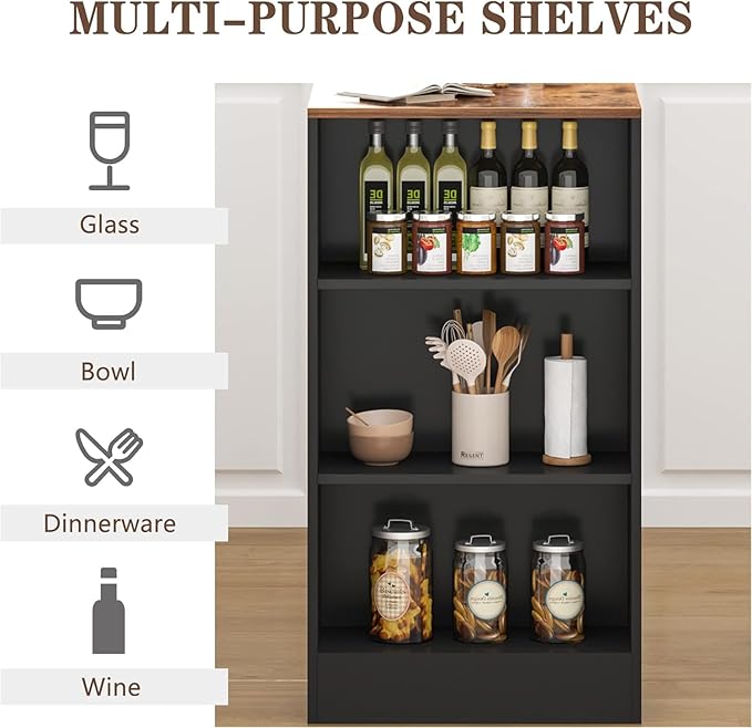 sogesfurniture 3-Piece Bar Table Set, 35.8inches Dining Room Set Dining Table with 2 Stool, Dining Table with 3 Open Storage Shelves for Dining Room, Living Room, Brown - LeafyLoom