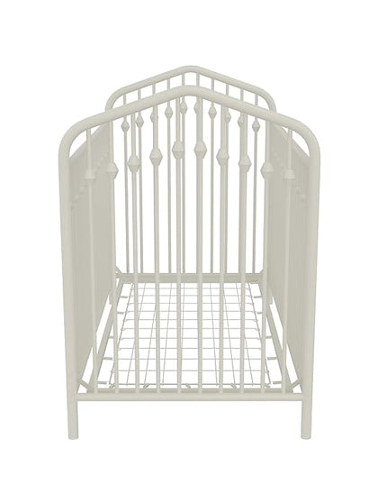 Novogratz Bushwick Metal Crib with Adjustable Mattress Height, Off White - LeafyLoom