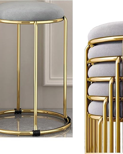 Velvet Bar Stool Backless Bar Stools Counter Stools Vanity Stools salon backless bar stools Round Stool Stackable Round Chairs Dining Chairs Set of 5 Pack,for Dinning,Kitchen,salon,Semina. - LeafyLoom