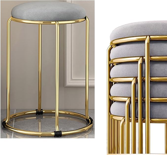 Velvet Bar Stool Backless Bar Stools Counter Stools Vanity Stools salon backless bar stools Round Stool Stackable Round Chairs Dining Chairs Set of 5 Pack,for Dinning,Kitchen,salon,Semina. - LeafyLoom