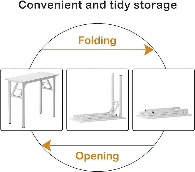 Need Small Desk 31 1/2" No Assembly Foldable Writing Table,Sturdy and Heavy Duty Folding Computer Desks for Small Space/Home Office/Dormitory AC5DW(80 * 40) - LeafyLoom