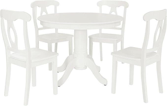 DHP Aubrey Five Piece Wood Traditional Height Dining Set, White - LeafyLoom