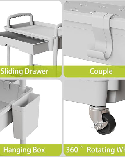 4 Tier Small Rolling Cart Organizer,Art Craft Diaper Bedside Snack Cart Laundry Room Bathroom Organizer Narrow Thin Slim Rolling Trolley Utility Cart with Wheels for Kitchen,Office(Grey) - LeafyLoom