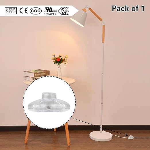 1Pcs Floor Lamp Foot Switch, Clear Foot Pedal Switch, Round Floor Lamps Foot Inline Switch, Step ON Off Spring Push Button, for Foot Pedal Control Replacement Floor Lamp Extension Cord Parts - LeafyLoom
