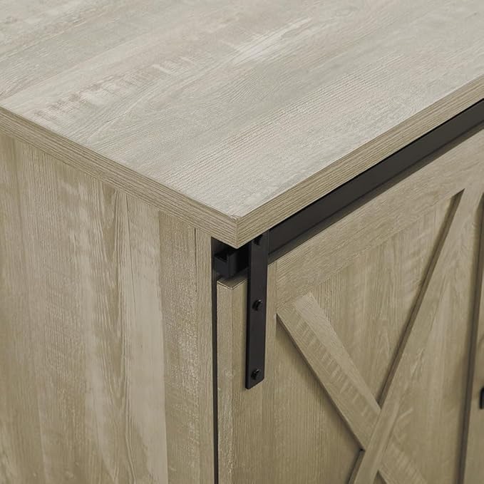 Walker Edison Richmond Modern Farmhouse Sliding Barn Door TV Stand for TVs up to 65 Inches, 58 Inch, Stone Grey - LeafyLoom