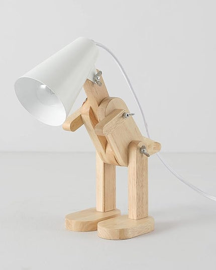 Globe Electric 56107 Terry Dinosaur 10" Wooden Desk Lamp, White Shade, in-Line On/Off Rocker Switch - LeafyLoom