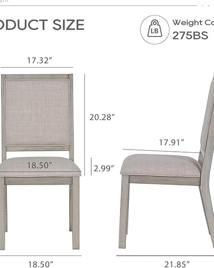 COLAMY Wood Dining Chairs Set of 2, Mid Century Modern Upholstered Kitchen Chairs,19 Inch Fabric Dining Chair with Back for Kitchen Dining Room,Grey - LeafyLoom