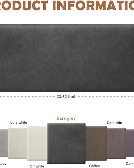Wall Mounted Upholstered Headboard King, 3D Peel and Stick Soundproof Wall Panels, Reusable and Removable Padded Headboard Leather Bed Headboard, 12 Panels Headboard 9.84" x 23.62", Dark Grey - LeafyLoom