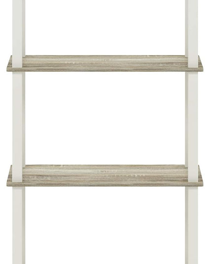 Furinno Turn-N-Tube 4-Tier Multipurpose Shelf Display Rack, Square Tube, Sonoma Oak/White - LeafyLoom