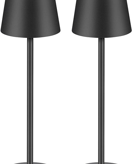BGFHome Cordless Table Lamp LED Desk lamp,5000mAh Rechargeable Touch Night Light Wireless Minimalist Design for/Restaurant/Bedroom/Bars/Outdoor Party/Camping/Coffee Shop(2 Pack Black) - LeafyLoom