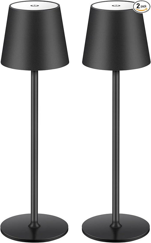 BGFHome Cordless Table Lamp LED Desk lamp,5000mAh Rechargeable Touch Night Light Wireless Minimalist Design for/Restaurant/Bedroom/Bars/Outdoor Party/Camping/Coffee Shop(2 Pack Black) - LeafyLoom