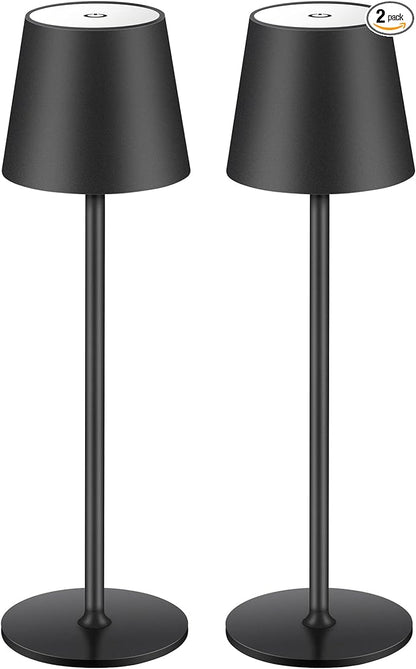 BGFHome Cordless Table Lamp LED Desk lamp,5000mAh Rechargeable Touch Night Light Wireless Minimalist Design for/Restaurant/Bedroom/Bars/Outdoor Party/Camping/Coffee Shop(2 Pack Black) - LeafyLoom