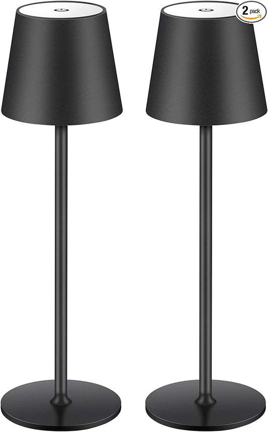 BGFHome Cordless Table Lamp LED Desk lamp,5000mAh Rechargeable Touch Night Light Wireless Minimalist Design for/Restaurant/Bedroom/Bars/Outdoor Party/Camping/Coffee Shop(2 Pack Black) - LeafyLoom