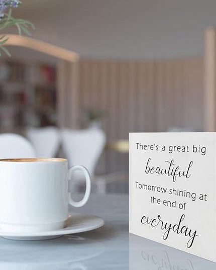 Office Desk Decor Funny Signs Funny Office Decor There's a Great Big Beautiful Tomorrow Wood Signs Home Decor Office Decorations for Work Farmhouse Office Decor Funny Home Decor Gifts (5x5inch) - LeafyLoom