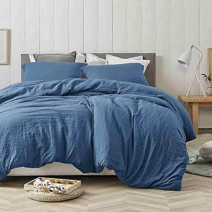 ETDIFFE Blue Comforter Set King Size, 3 Piece Aesthetic Modern Bedding Set - Soft & Lightweight All Season Microfiber Down Alternative Bed Comforter with 2 Pillow Shams for Women Men - LeafyLoom