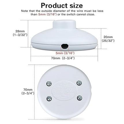 1Pcs Floor Lamp Foot Switch, White Foot Pedal Switch, Round Floor Lamps Foot Inline Switch, Step ON Off Spring Push Button, for Foot Pedal Control Replacement Floor Lamp Extension Cord Parts - LeafyLoom