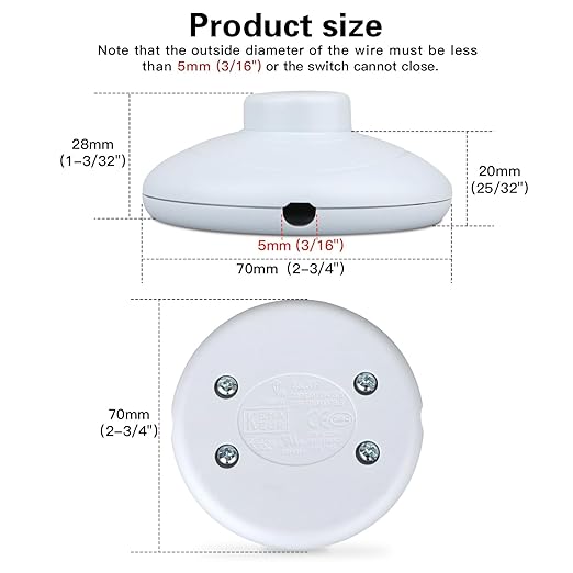 1Pcs Floor Lamp Foot Switch, White Foot Pedal Switch, Round Floor Lamps Foot Inline Switch, Step ON Off Spring Push Button, for Foot Pedal Control Replacement Floor Lamp Extension Cord Parts - LeafyLoom