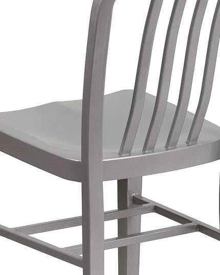 Flash Furniture Commercial Grade Silver Metal Indoor-Outdoor Chair - LeafyLoom