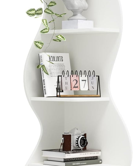 Small Corner Shelf, Modern 5-Tier Wall Corner Bookshelf, Stylish Bookcase Storage Rack for Small Space,Living Room. Bedroom - LeafyLoom