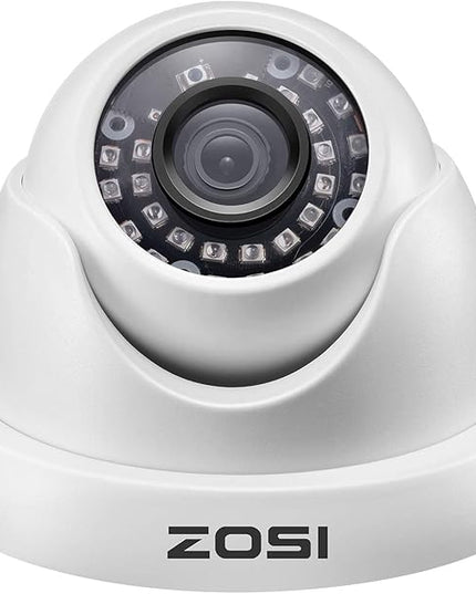 ZOSI 1000TVL CCTV Camera 24 IR LEDs Indoor Outdoor Day Night Vision 65ft Security Dome Color Camera for DVR Surveillance System (White) ZOSI