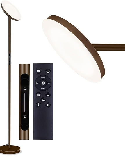 LED Floor Lamp,69" Tall Lamp with Remote & Touch Control,Dimmable Brightness Color Temperature Standing Lamp for Living Room Bedroom Classroom Office,Brown - LeafyLoom