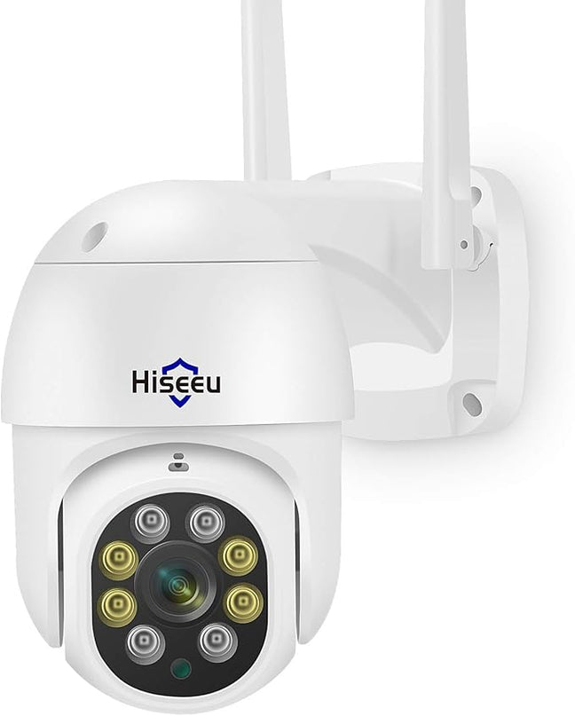 Hiseeu 2K 3MP PTZ Security Camera Outdoor,WiFi Camera, Auto Tracking&Light Alarm Floodlight & Color Night Vision,Two-Way Audio, Plug-in Cable,Compatible Wireless Camera System Hiseeu