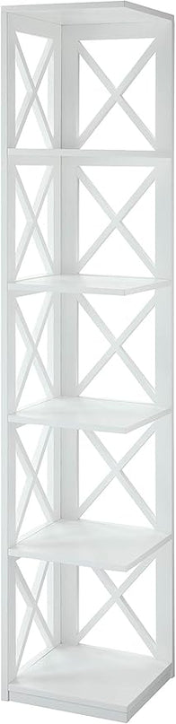 Convenience Concepts Oxford Corner Bookcase and End Table Bundle, White - LeafyLoom