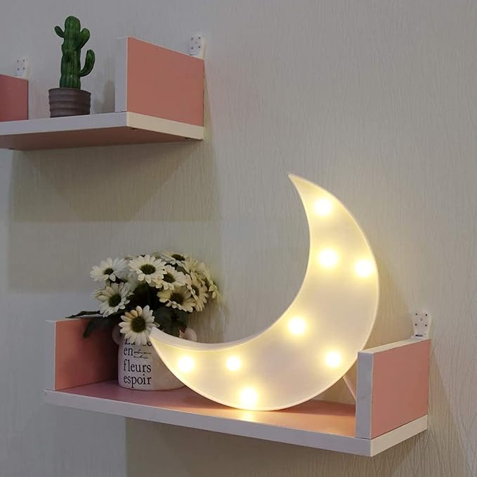 Decorative LED Crescent Moon Night Light Can Be Hung On The Wall Children’S Room Room Light, Suitable for Birthday Parties, Holiday Decorations, Baby Room Decoration. (White Moon) - LeafyLoom