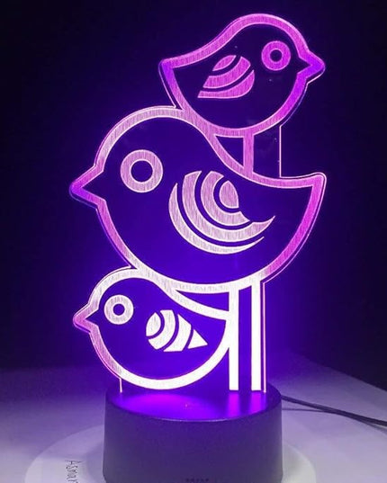 Lovely Little Birds 3D Night Lights,USB Charging LED Table Lamp Kid's Room Decors Optical Illusion 3D Arts Bedside Lamp Gifts for Kids Decor Gifts for Baby Son Daughter or Grand Daughter - LeafyLoom
