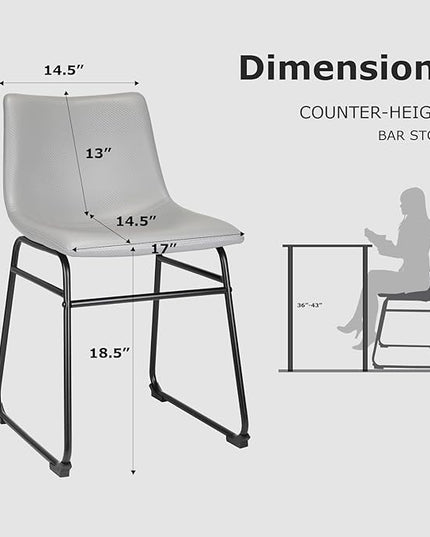 18" Dining Chairs, Dining Chair with Back, Bar Chair for Kitchen, Living Room, Light Grey, Set of 2 - LeafyLoom