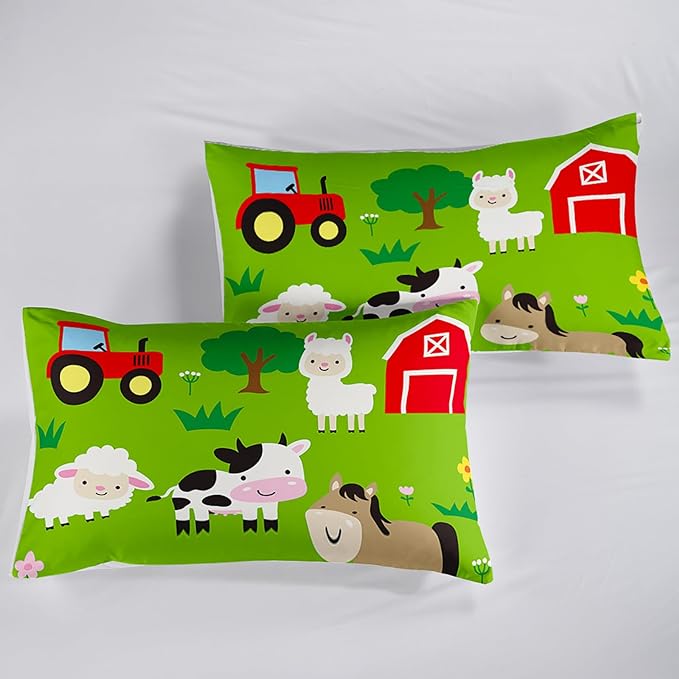 Farm Animal Comforter,Pig Cow Sheep Comforter Set for Kids Teens Girls Boys,3Pcs Bedding Set Printed Comforter with 2 Pillowcases,Down Alternative,Soft and Lightweight，Queen Size - LeafyLoom