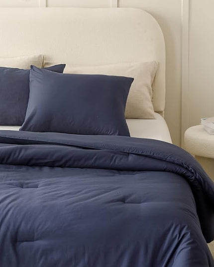 ROSGONIA California King Comforter Set Navy Blue,3pcs(1 Boho Cal King Comforter & 2 Pillowcases) All Season Bedding Soft Bedspread Blanket Quilt - LeafyLoom