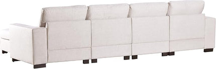 130.7" Large Sectional Sofa with Removable Ottomans, 3-Pieces Modular Upholstered Couch w/Double Chaise Lounges for Living Room Apartment Home,Spacious Space, 130.7 Inch, Beige - LeafyLoom