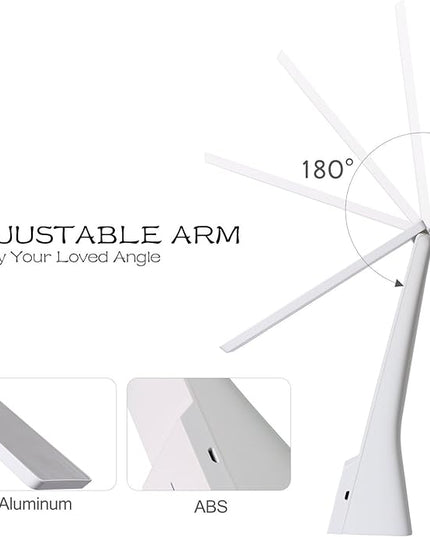 rozky Rechargeable Table Lamp, Battery Operated LED Modern Desk Lamp, Touch Sensitive Control,Mini/Cordless/Portable Lamp,3 Brightness and 3 Color Modes Dimmable, for Home,Travel,Task (White) - LeafyLoom