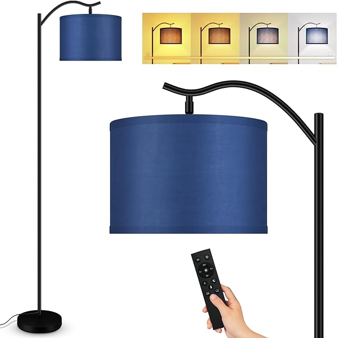 BoostArea Floor Lamp for Living Room,Arc Floor Lamp with Remote Control,Stepless Dimmable Brightness & Colors Temperature 2700k-6500k,Modern Standing Lamp for Bedroom Study Room Office,Blue - LeafyLoom