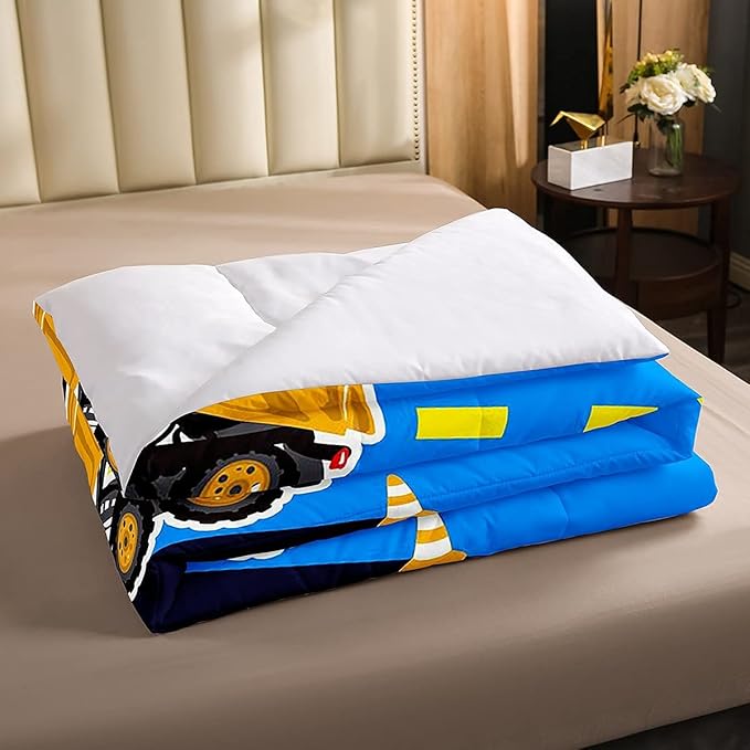 Truck Comforter Set Boys Twin Bedding Sets Kids Excavator Equipment Truck Down Comforter Construction Vehicle Quilt Duvet Set Cartoon Machinery Truck Gear Duvet Set Bulldozer Tractor Cars,Colorful - LeafyLoom