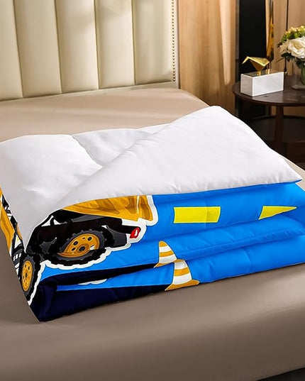 Truck Comforter Set Boys Full Down Comforter Kids Excavator Equipment Truck Bedding Set Construction Vehicle Quilt Duvet Set Cartoon Machinery Truck Gear Bulldozer Tractor Cars Duvet Set,Colorful - LeafyLoom