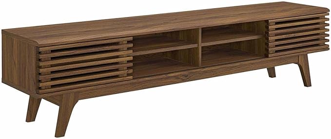 Modway Render 70" Mid-Century Modern Low Profile Media Console TV Stand, 70 Inch, Walnut Walnut - LeafyLoom