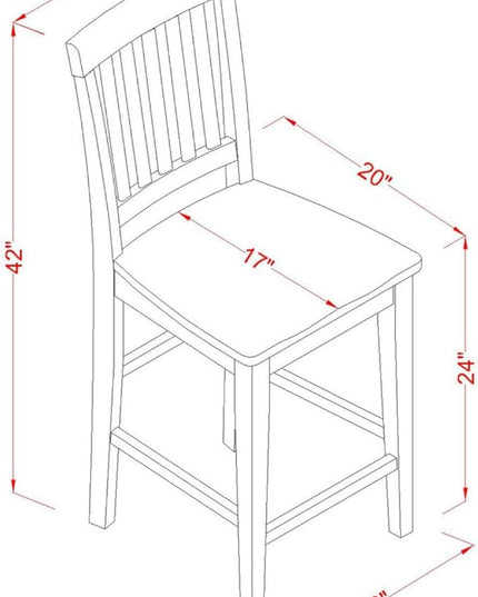 East West Furniture VERN3-MAH-W Vernon 3 Piece Counter Height Set for Small Spaces Contains a Square Kitchen Table and 2 Dining Room Chairs, 36x36 Inch - LeafyLoom