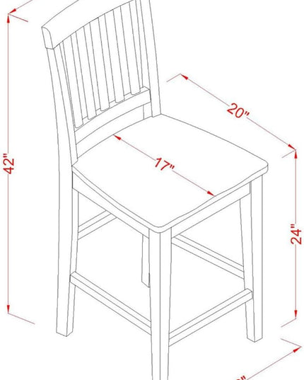 East West Furniture BUVN5-MAH-W Buckland 5 Piece Counter Height Set Includes a Rectangle Kitchen Table and 4 Dining Chairs, 30x48 Inch, Mahogany - LeafyLoom