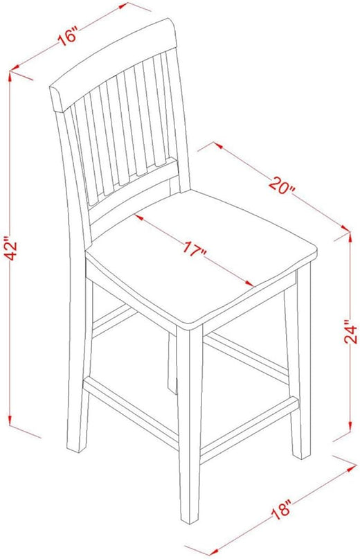 East West Furniture BUVN5-MAH-W Buckland 5 Piece Counter Height Set Includes a Rectangle Kitchen Table and 4 Dining Chairs, 30x48 Inch, Mahogany - LeafyLoom