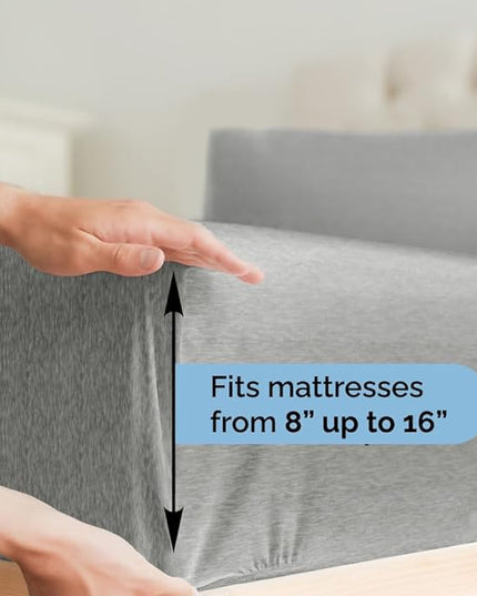 Full Size 4 Piece Sheet Set - Comfy Breathable & Cooling Sheets - Hotel Luxury Bed Sheets for Women & Men - Deep Pockets, Easy-Fit, Soft & Wrinkle Free Sheets - Heathered Grey Oeko-Tex Bed Sheet Set - LeafyLoom