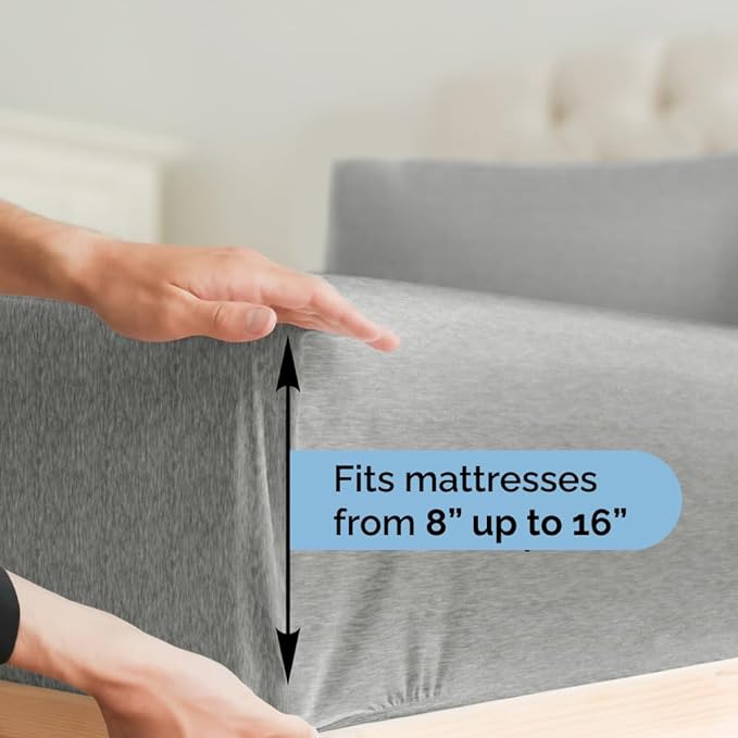 Split King Size 5 Piece Sheet Set - Comfy Breathable & Cooling Sheets - Hotel Luxury Bed Sheets for Women & Men - Deep Pockets, Easy-Fit, Soft & Wrinkle Free Sheets - Heathered Grey Oeko-Tex Sheets - LeafyLoom