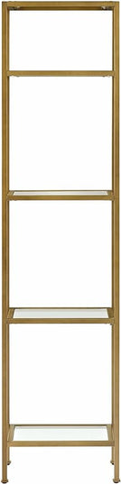 Crosley Furniture Aimee Narrow Etagere Bookcase - Gold and Glass - LeafyLoom